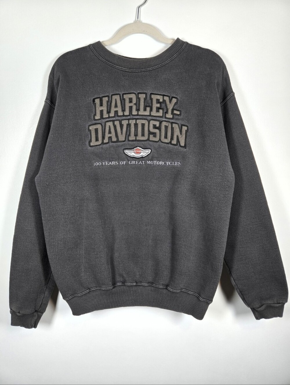 Vintage Harley Davidson Logo 100 Years Gray Crew Neck Sweatshirt Size Large